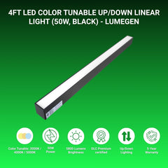 4FT LED color tunable up/down linear light on a green background, linear ceiling light fixtures​ at fliptoled 