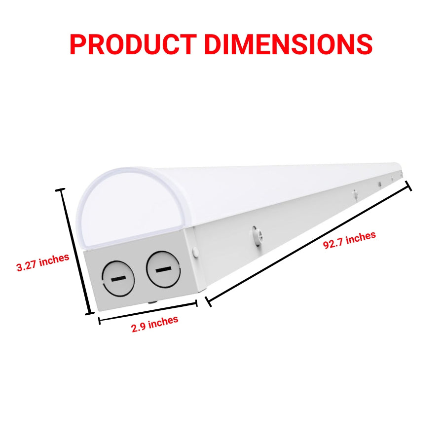Measurement chart for linear led light strip​ with dimensions labeled in inches on a white background.