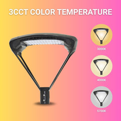 Street light with 3CCT color temperature options on a gradient background