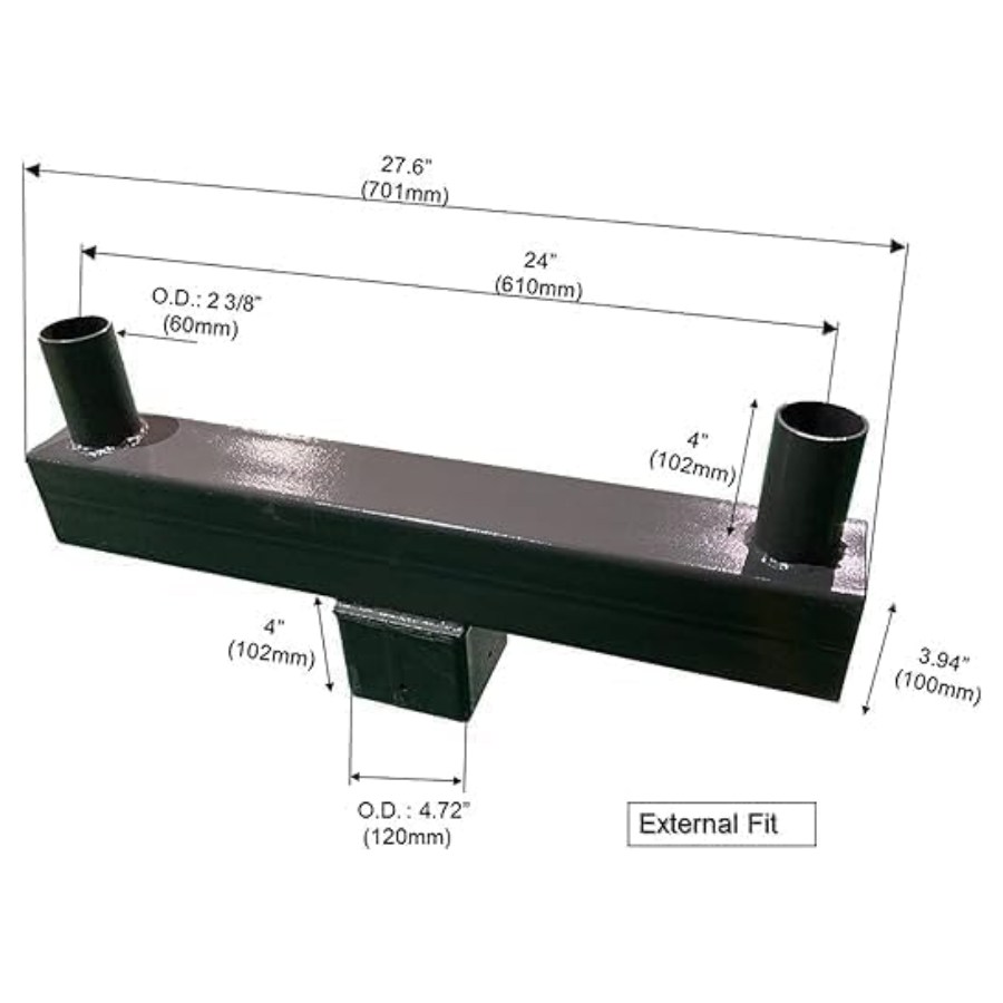 Measurement chart of a metal fitting with dimensions labeled