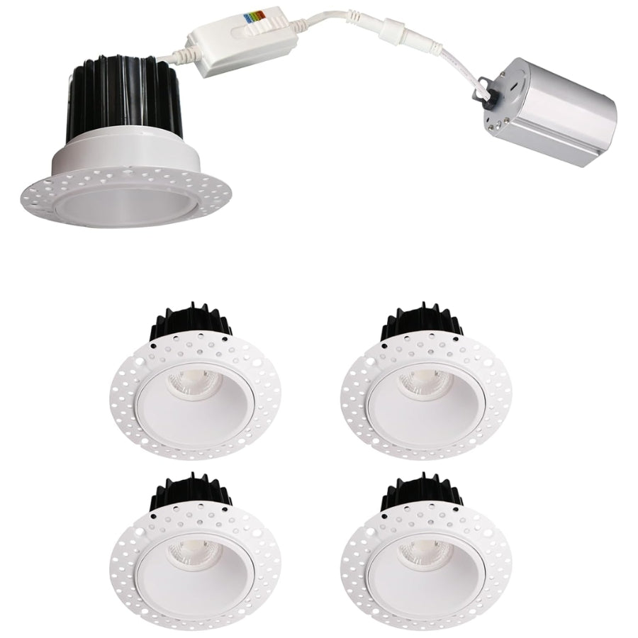 trimless recessed downlight​ ceiling lights with black trim on a white background